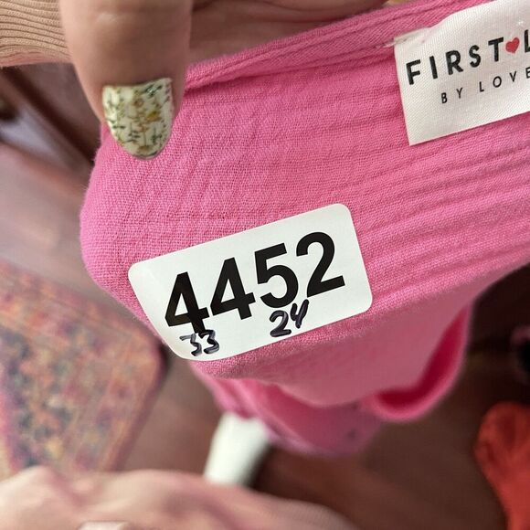 First Love Hot Pink Gauze Peplum Blouse 2X Relaxed Fit Top 100% Cotton Lagenlook - Picture 7 of 8